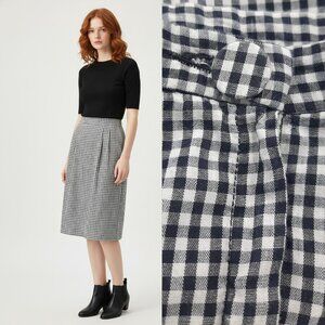 Vtg 70s handmade dark blue gingham skirt - Handmade